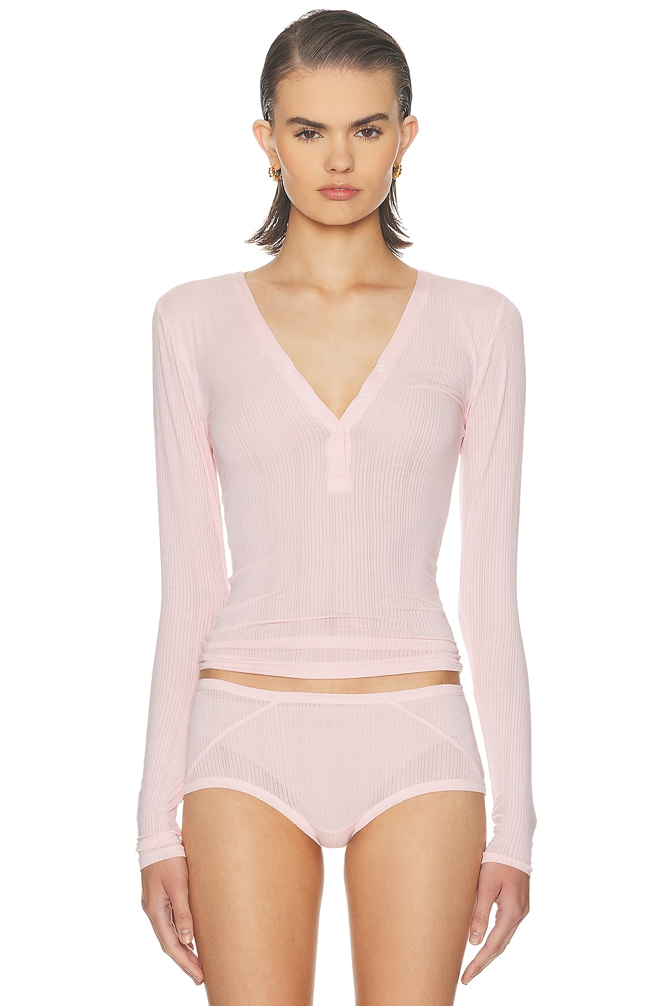 Negative Underwear Whipped Henley in Pink. XS. Also in L, M, S, XL/1X