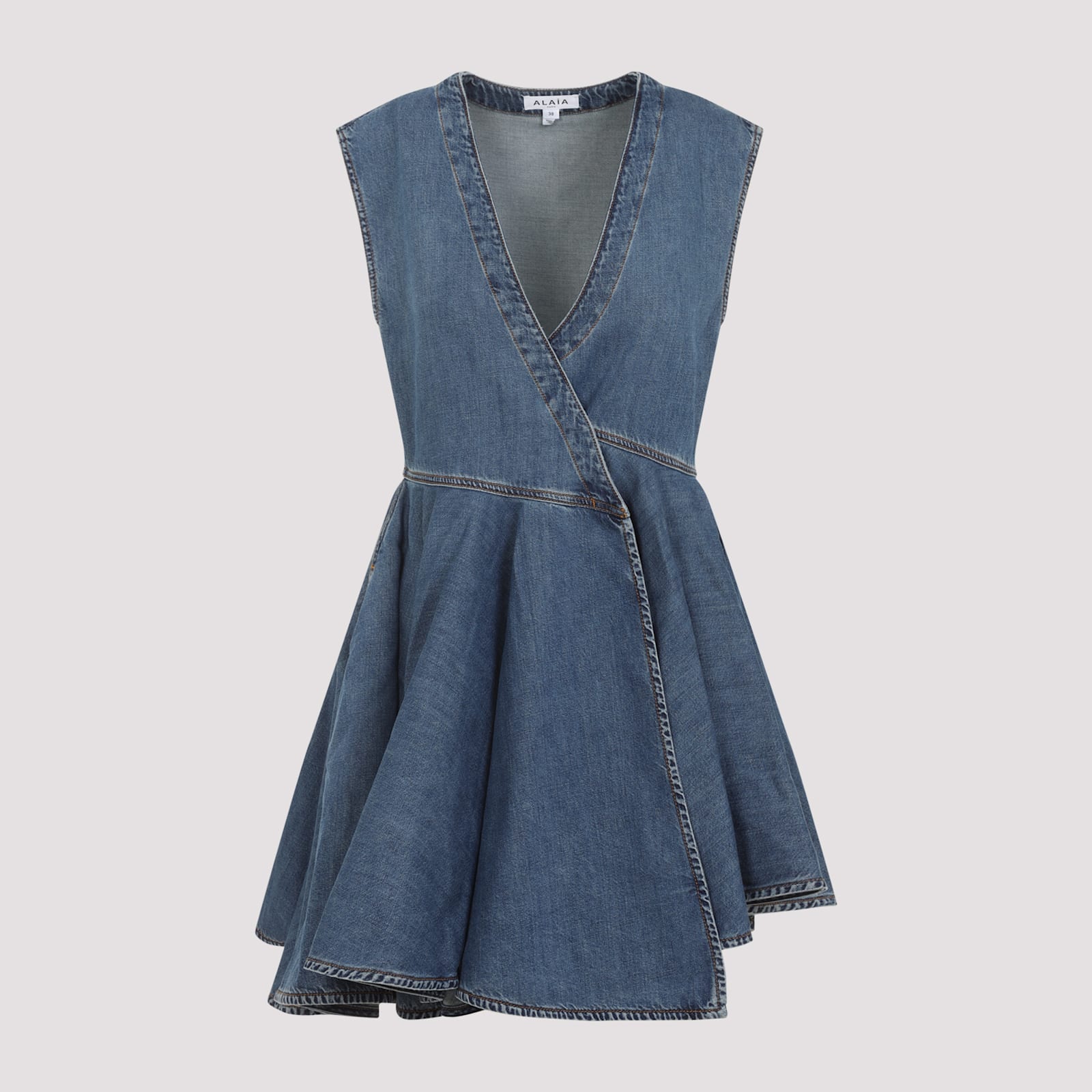 Deep Stone Denim Wrap Dress