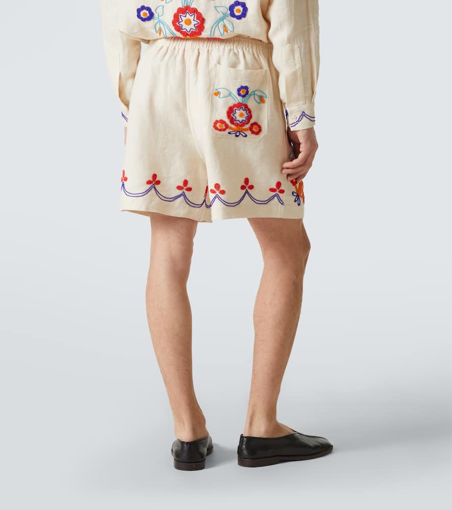 Bode Garden Party beaded linen shorts