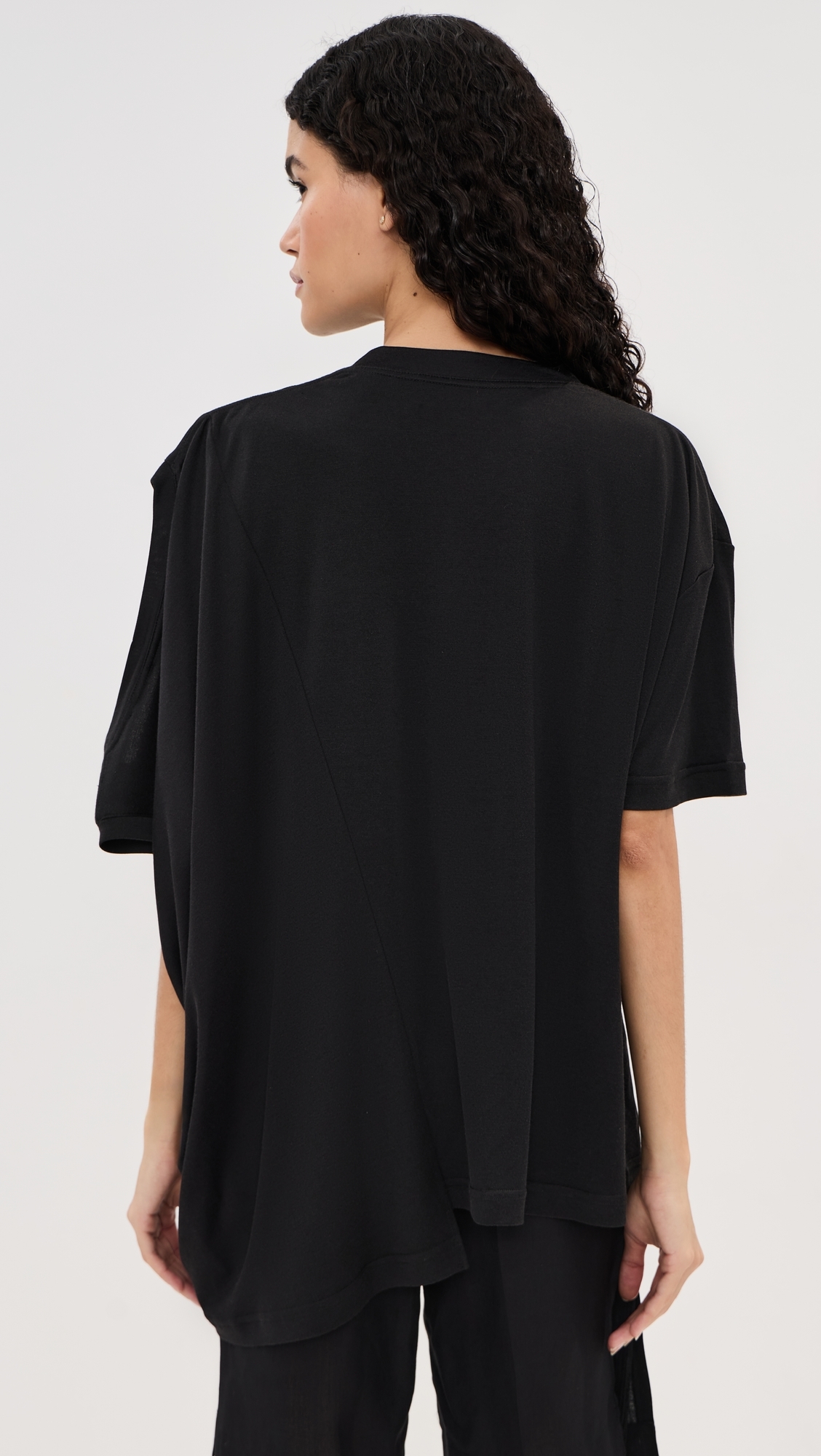 Combined Silk T-Shirt Black