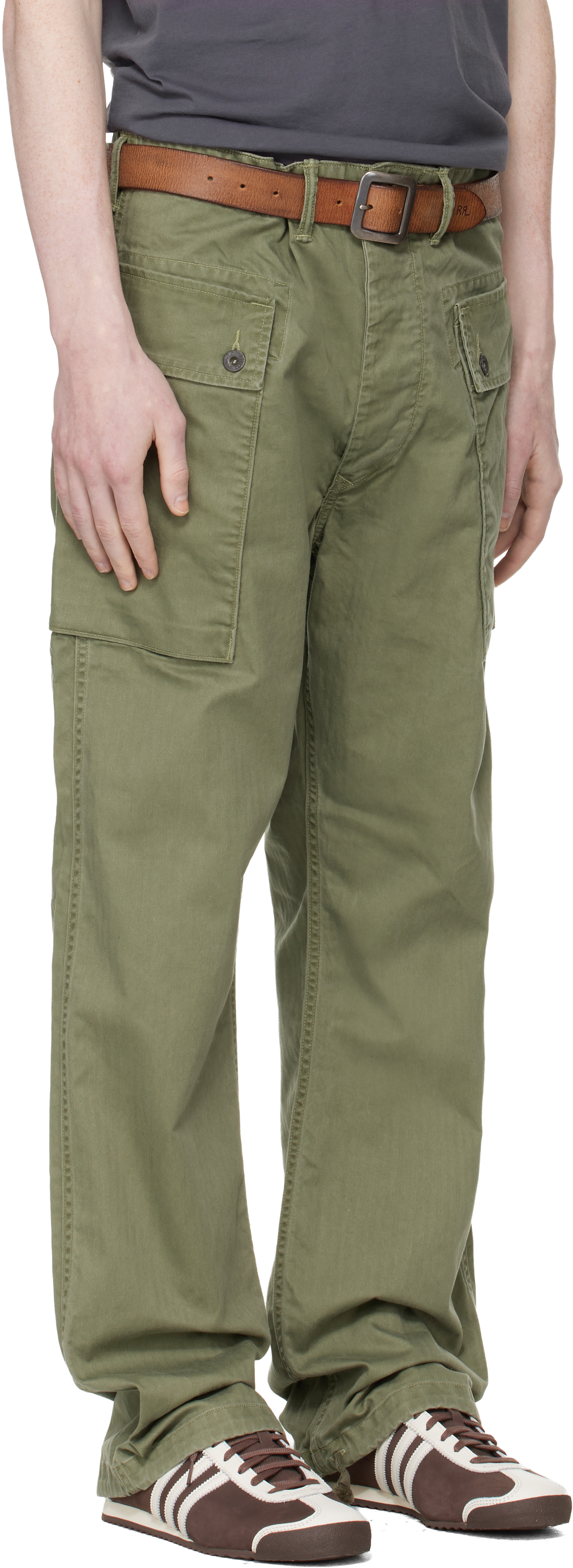 Green Herringbone Field Cargo Pants