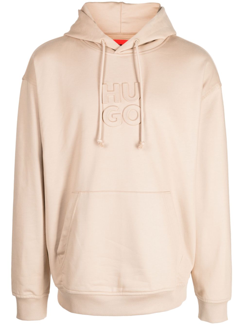 Logo-embossed drawstring hoodie - Black