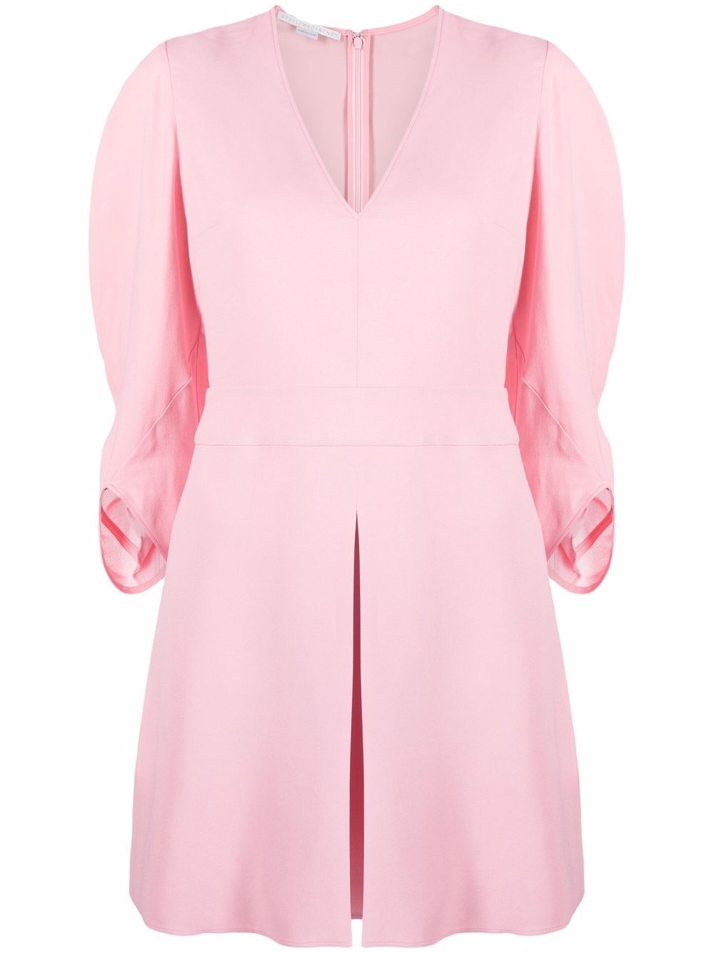 V-neck front-pleat dress - Pink