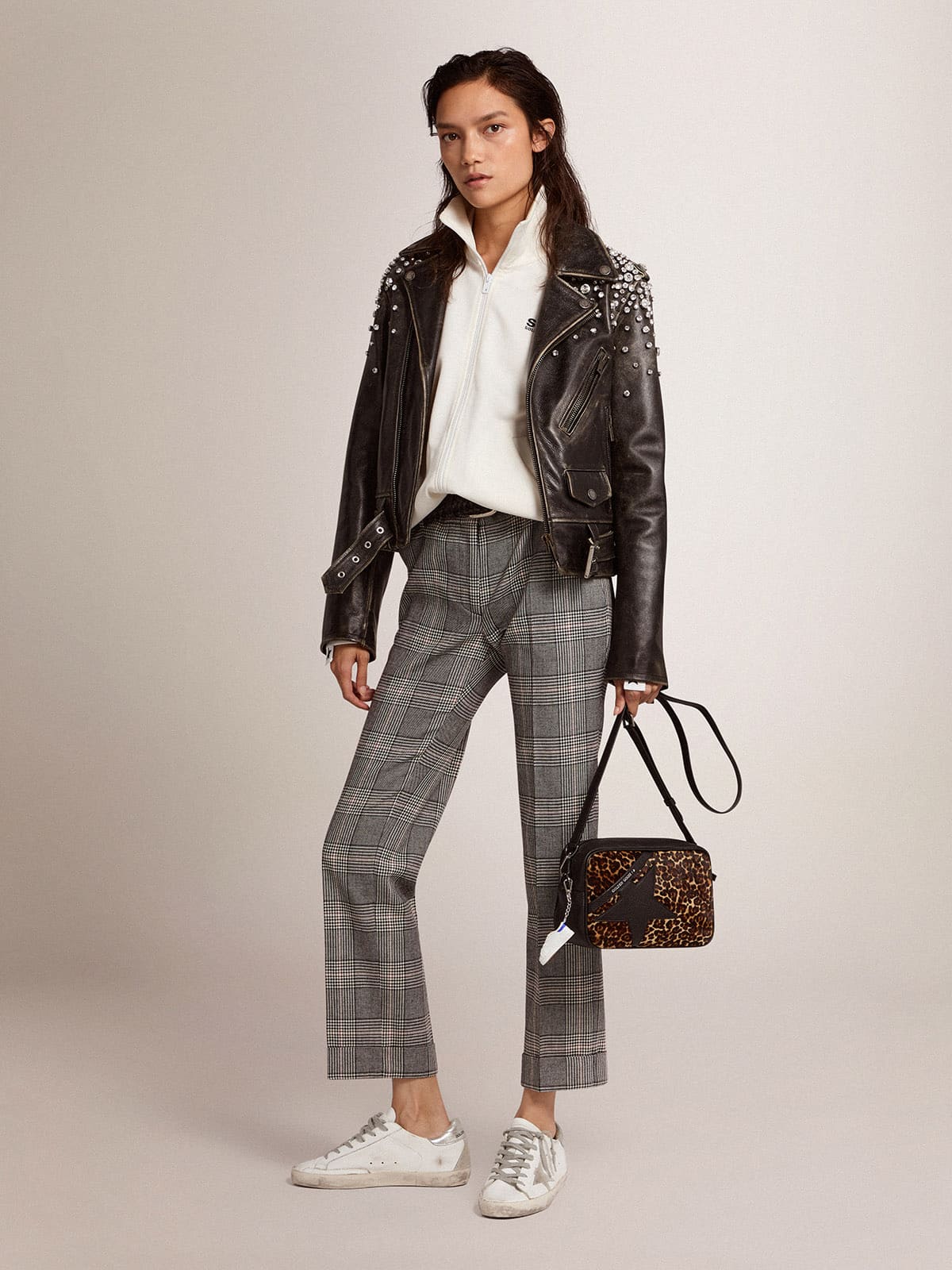 Golden Goose - Women's Super-star With Silver Heel Tab And Metal Stud Lettering, Woman