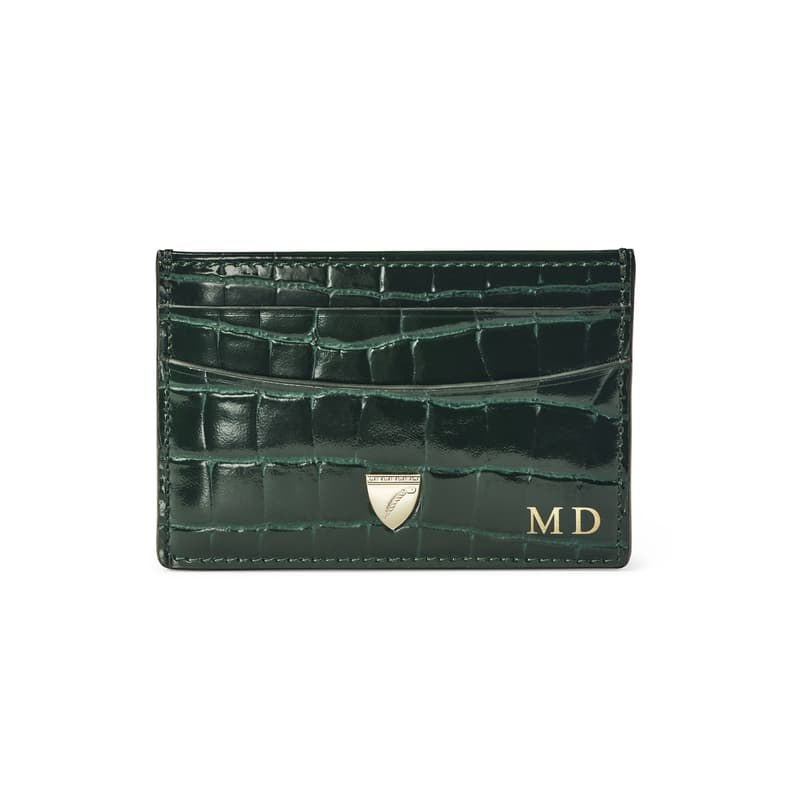 Slim Credit Card Holder in Evergreen Patent Croc