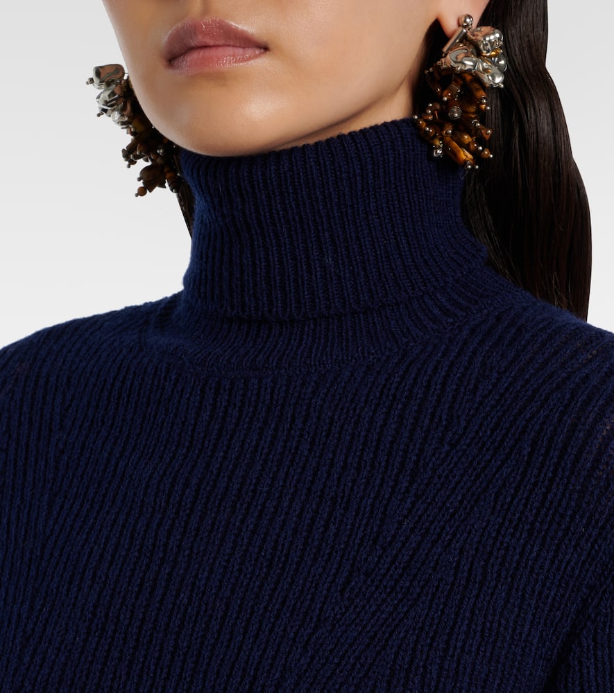 Ribbed-knit wool turtleneck sweater