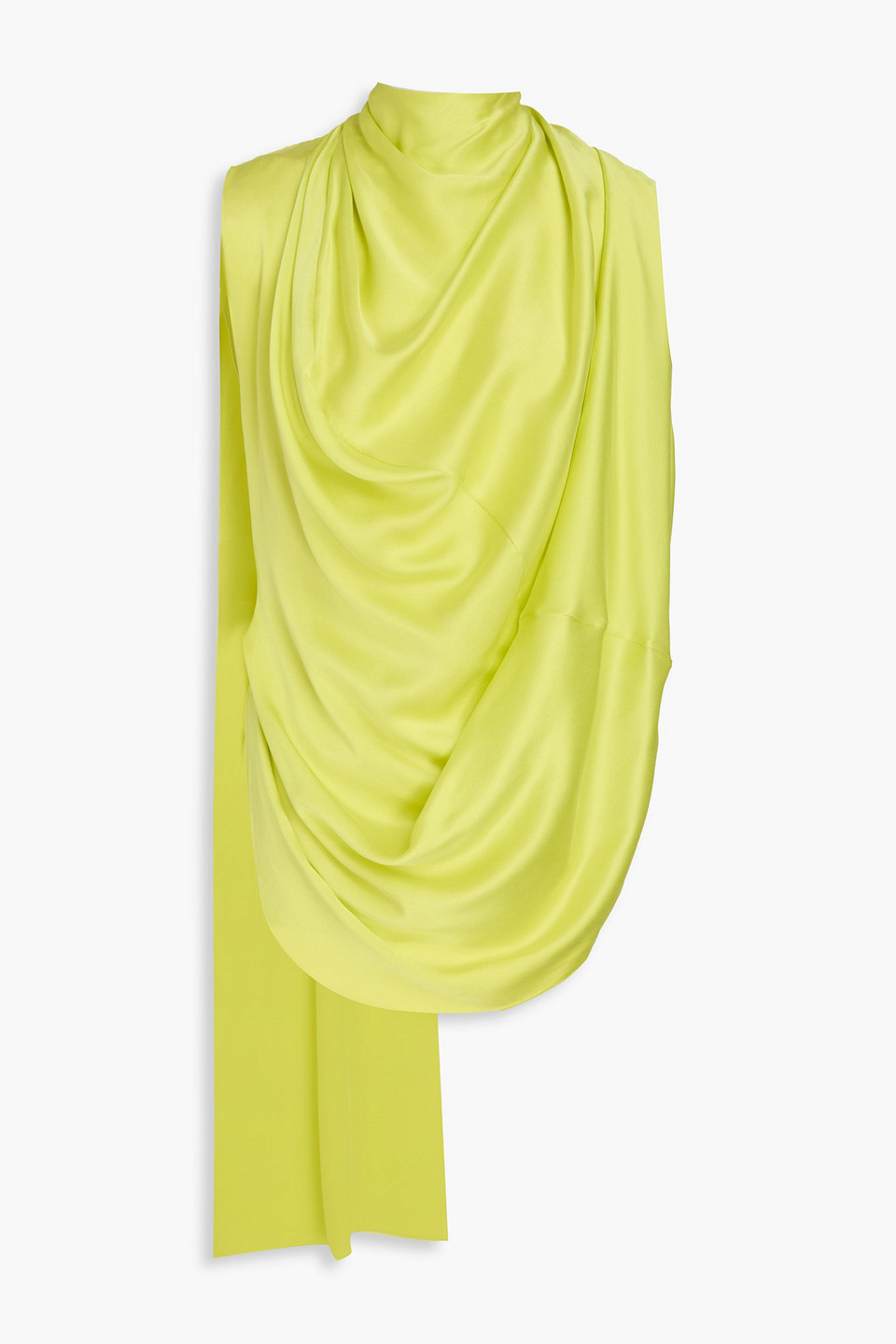 Vesper draped silk-satin top - Yellow - UK 6