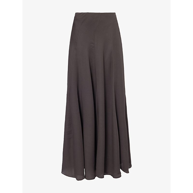 Womens Aeris Pleated Silk Maxi Skirt
