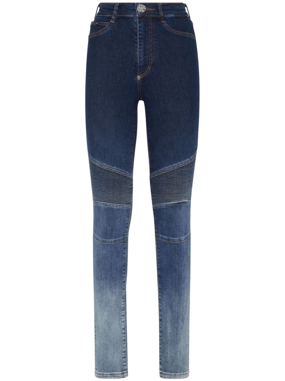 Logo-patch cotton blend skinny jeans - Blue