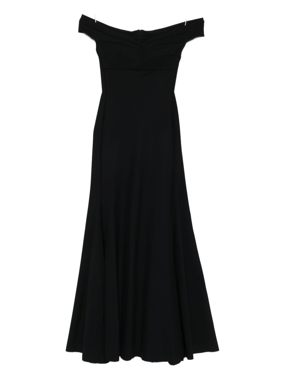 Off-shoulder flared midi dress - Black