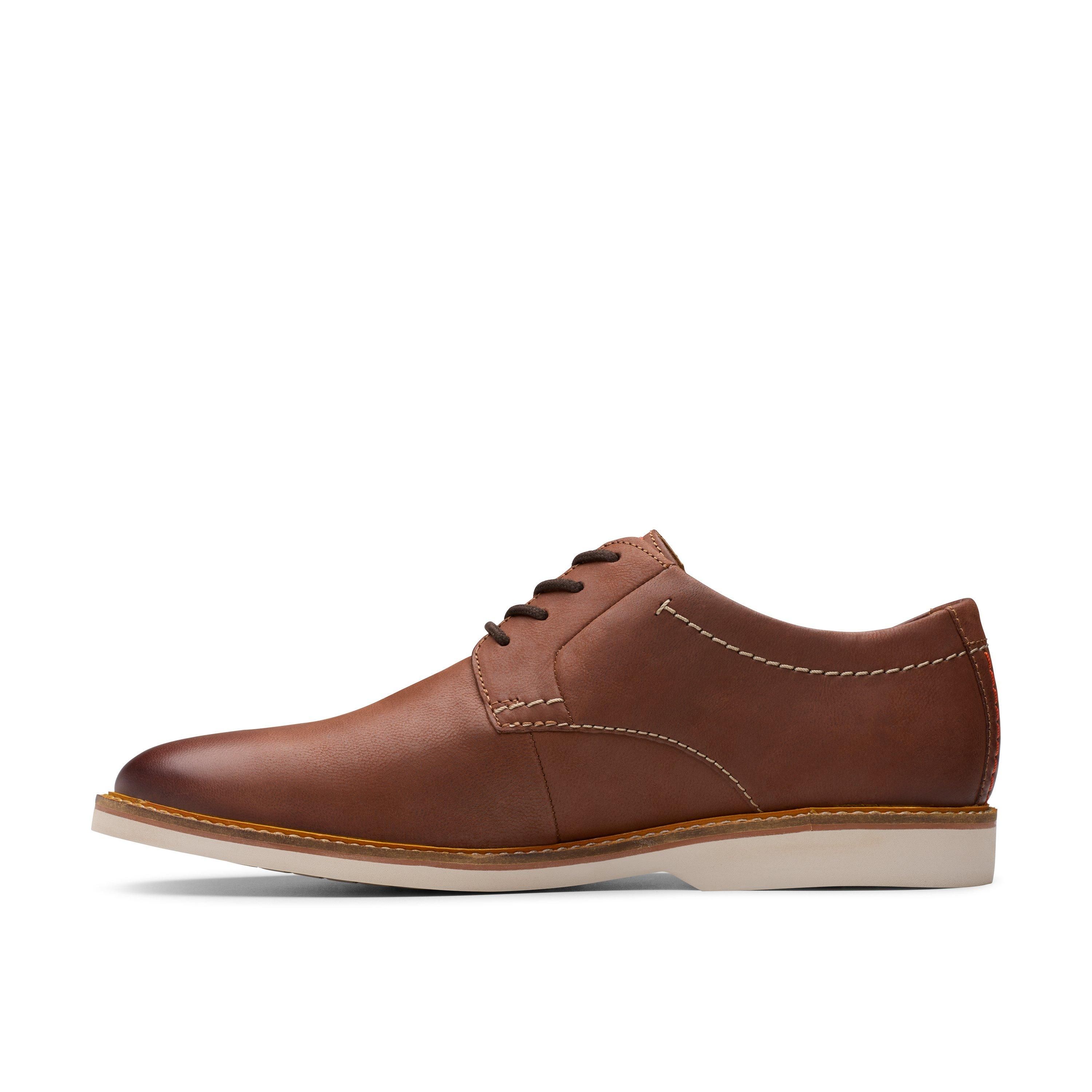 Clarks Atticus Lt Lace Dark Tan Leather Derby Shoes,lace Up In Brown