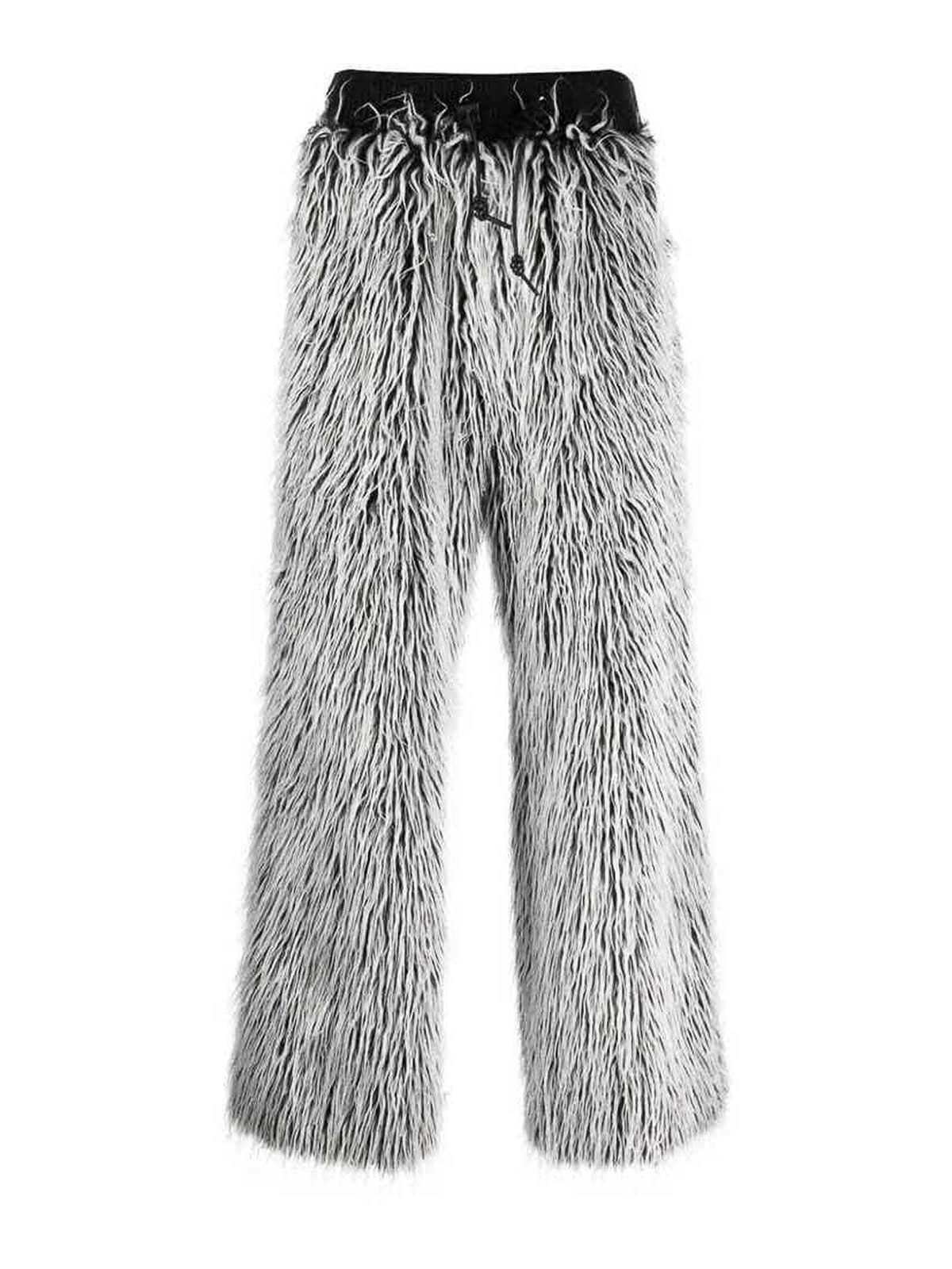 Faux-fur tailored-cut trousers