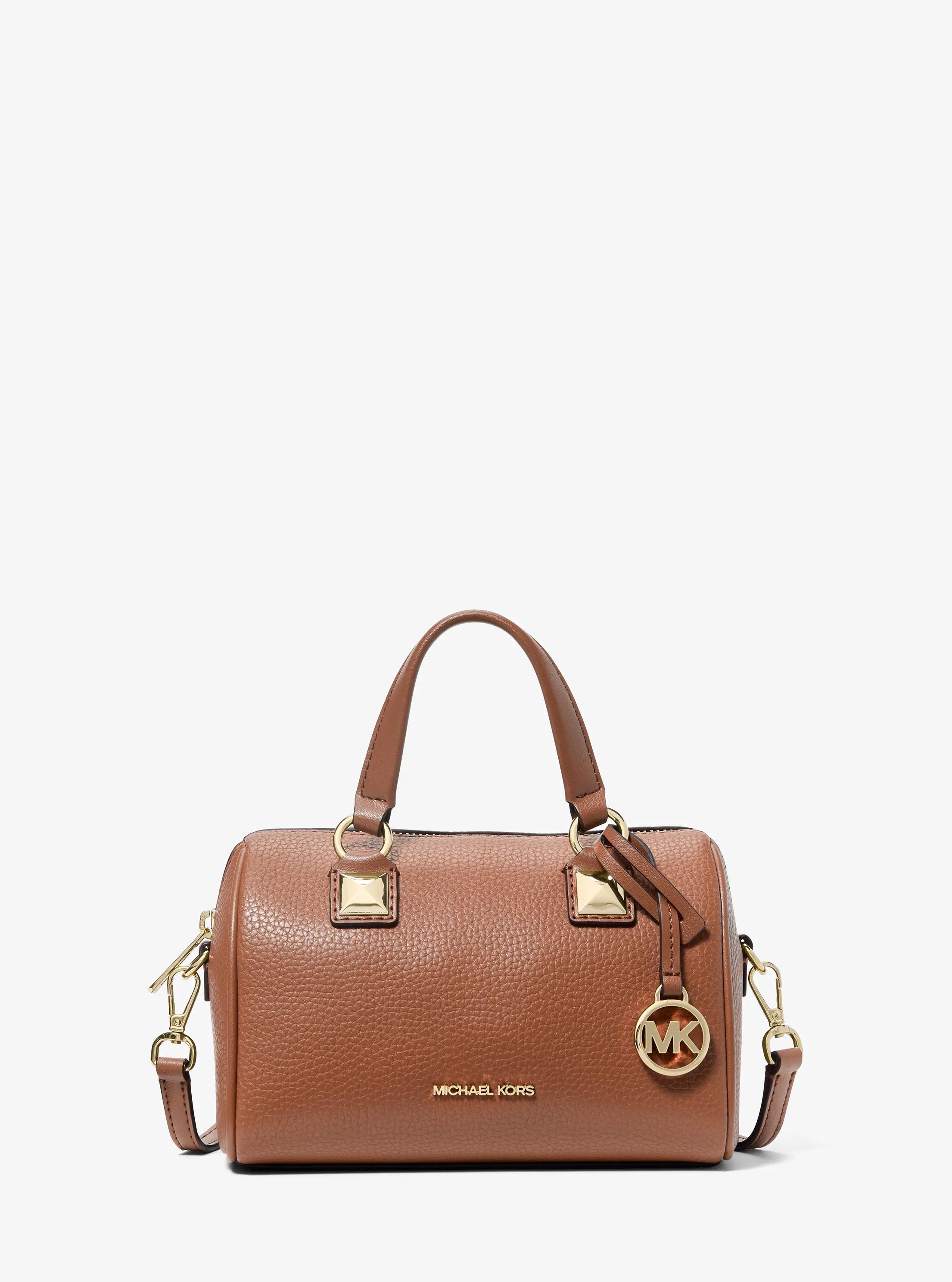 Grayson Small Pebbled Leather Duffel Crossbody Bag in Brown - One Size