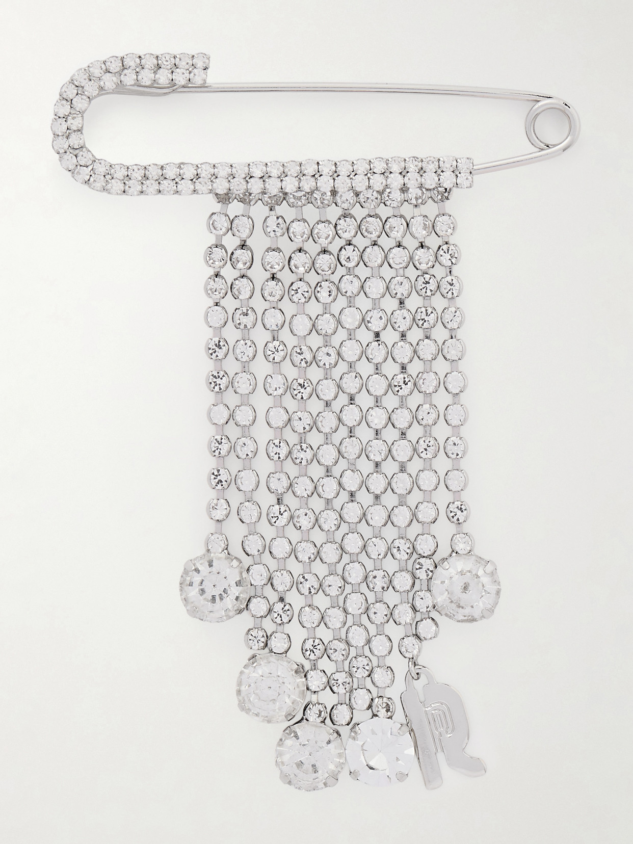 Silver-tone Crystal Brooch - One size