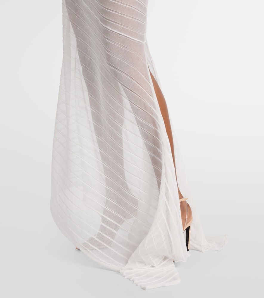 Gathered cotton-blend maxi dress