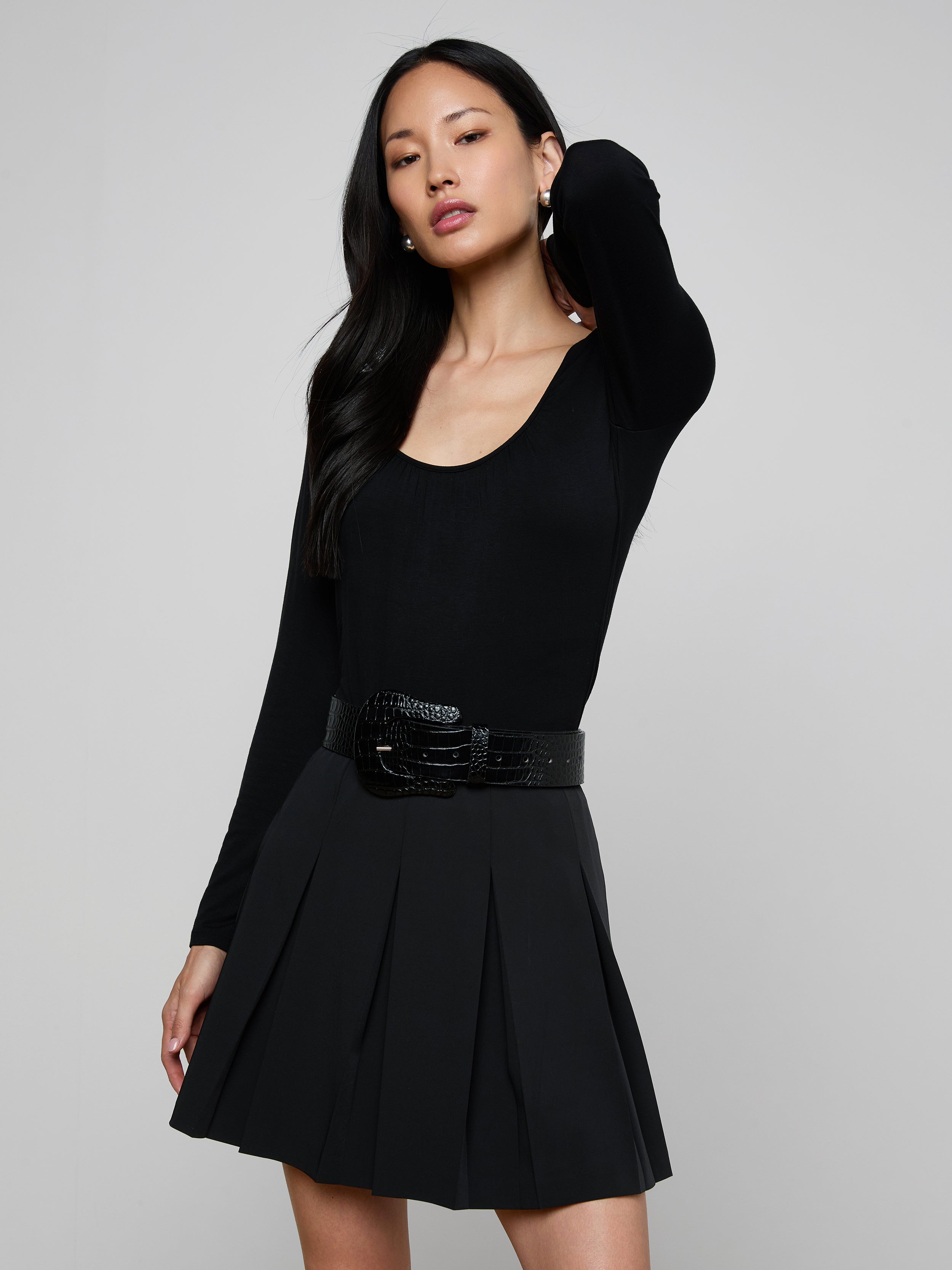 Cassandra Ruched Bodysuit In Black