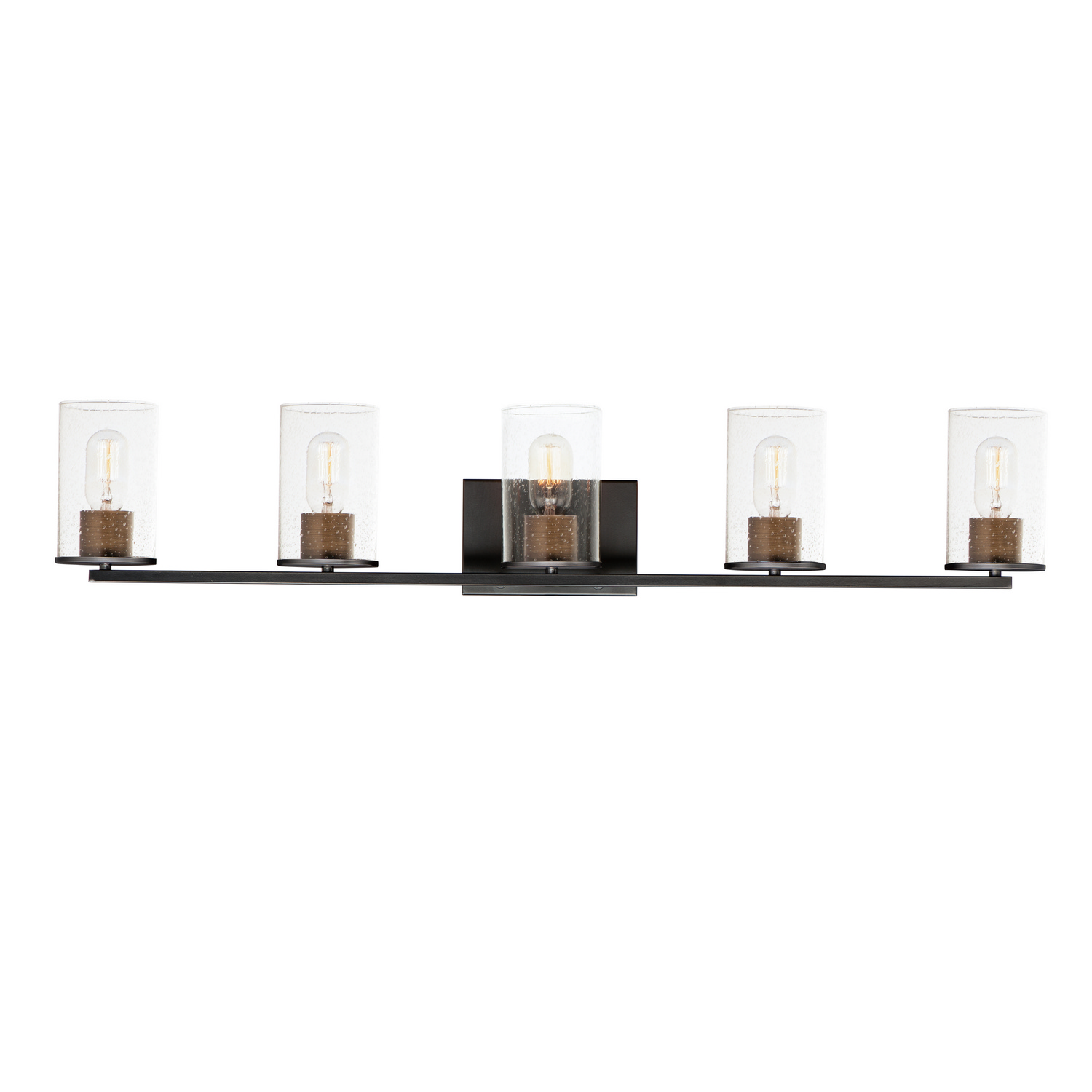 Antique Brass Black Five Light Bath Vanity from the Sleek Collection