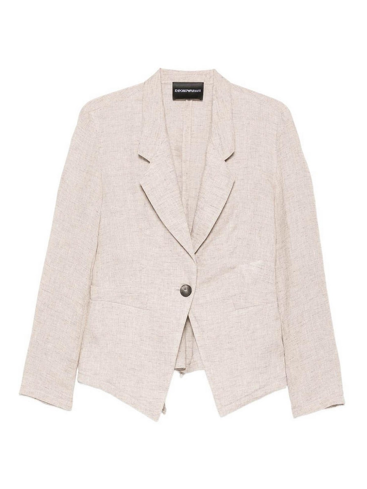 Mixed Linen Chambray Tie Detail Blazer