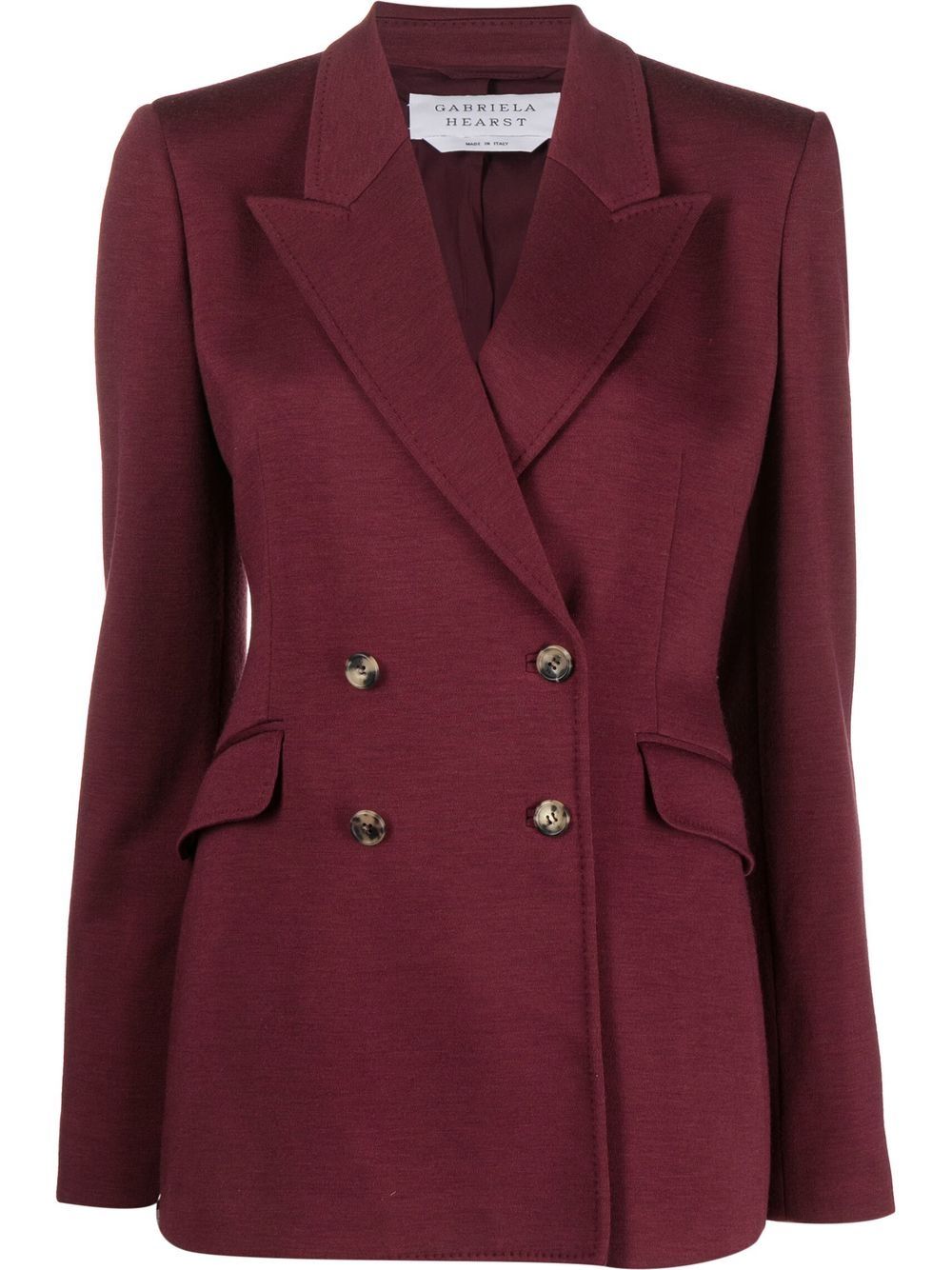 Double-breasted wool-blend blazer - Red