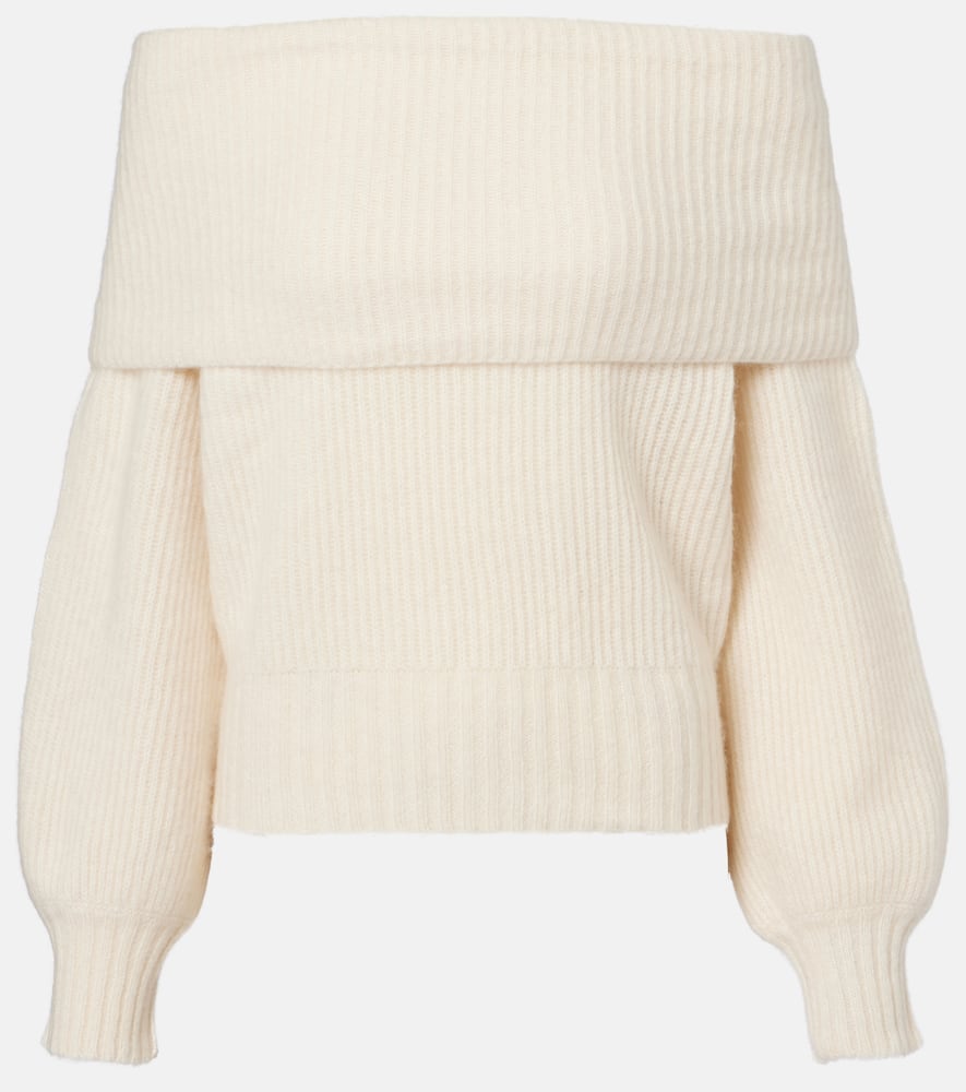 Off-shoulder cashmere and silk sweater