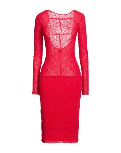Woman Midi dress Red Size L Nylon, Elastane