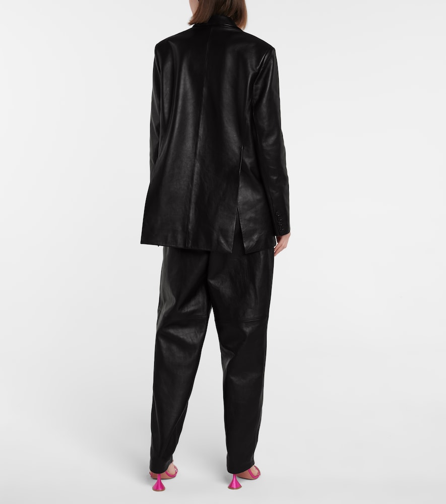 Single-breasted leather blazer