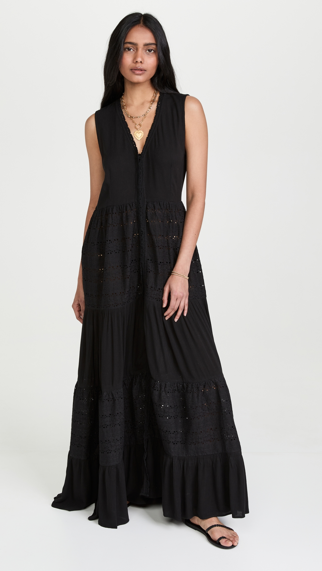 Eyelet Maxi Dress Black