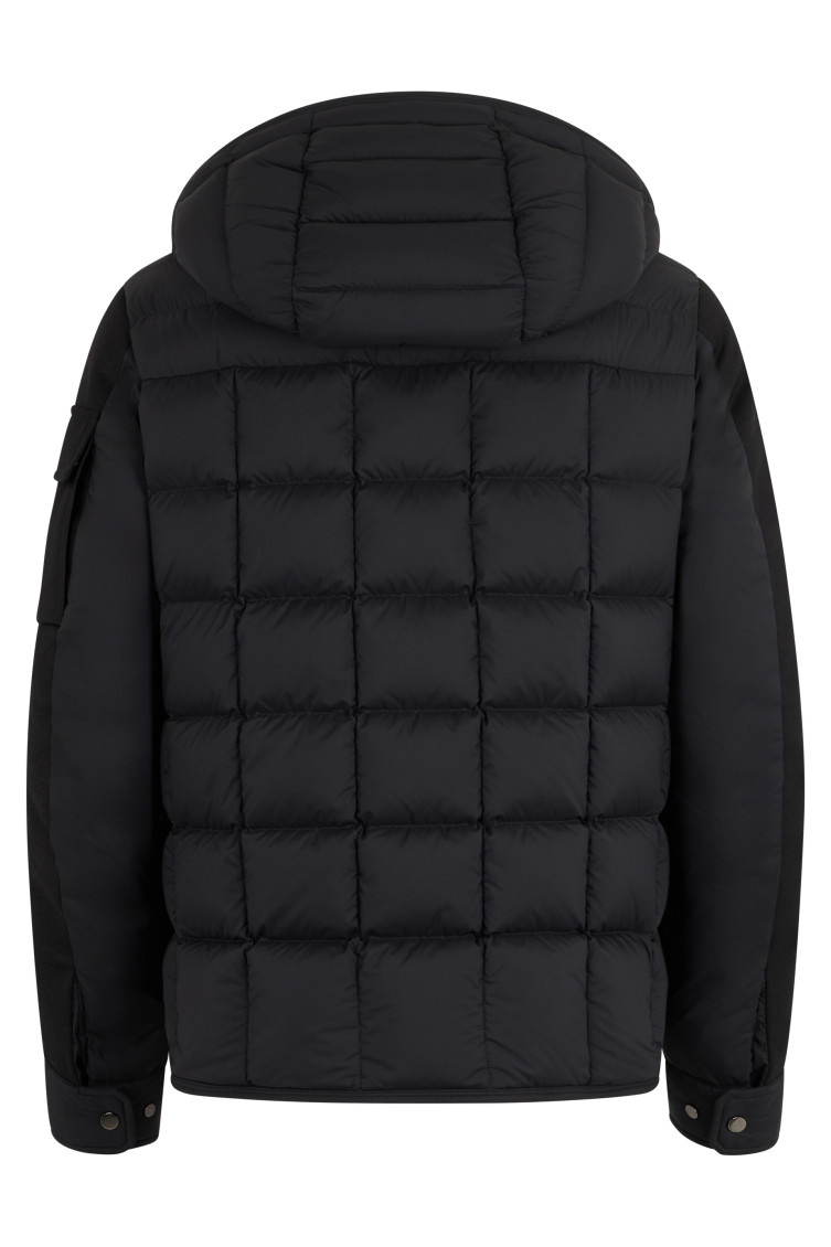 Black Quilted Hooded Jacket