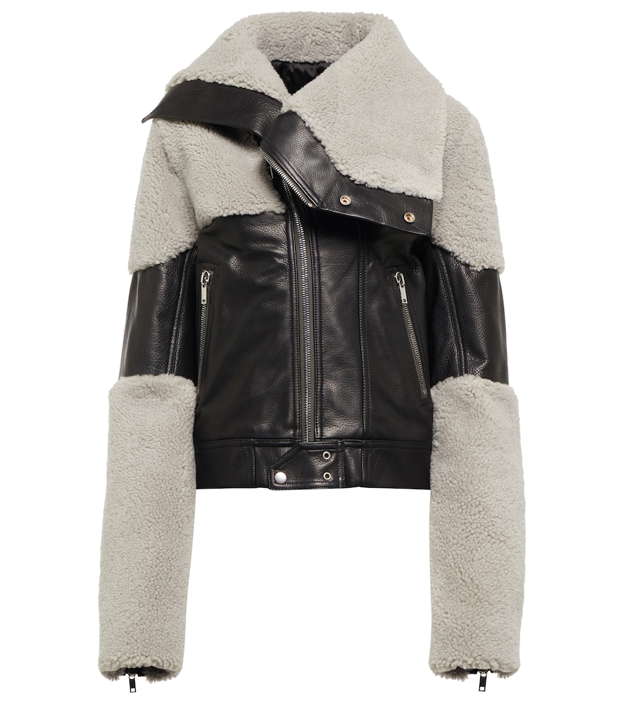 Shearling-trimmed leather jacket