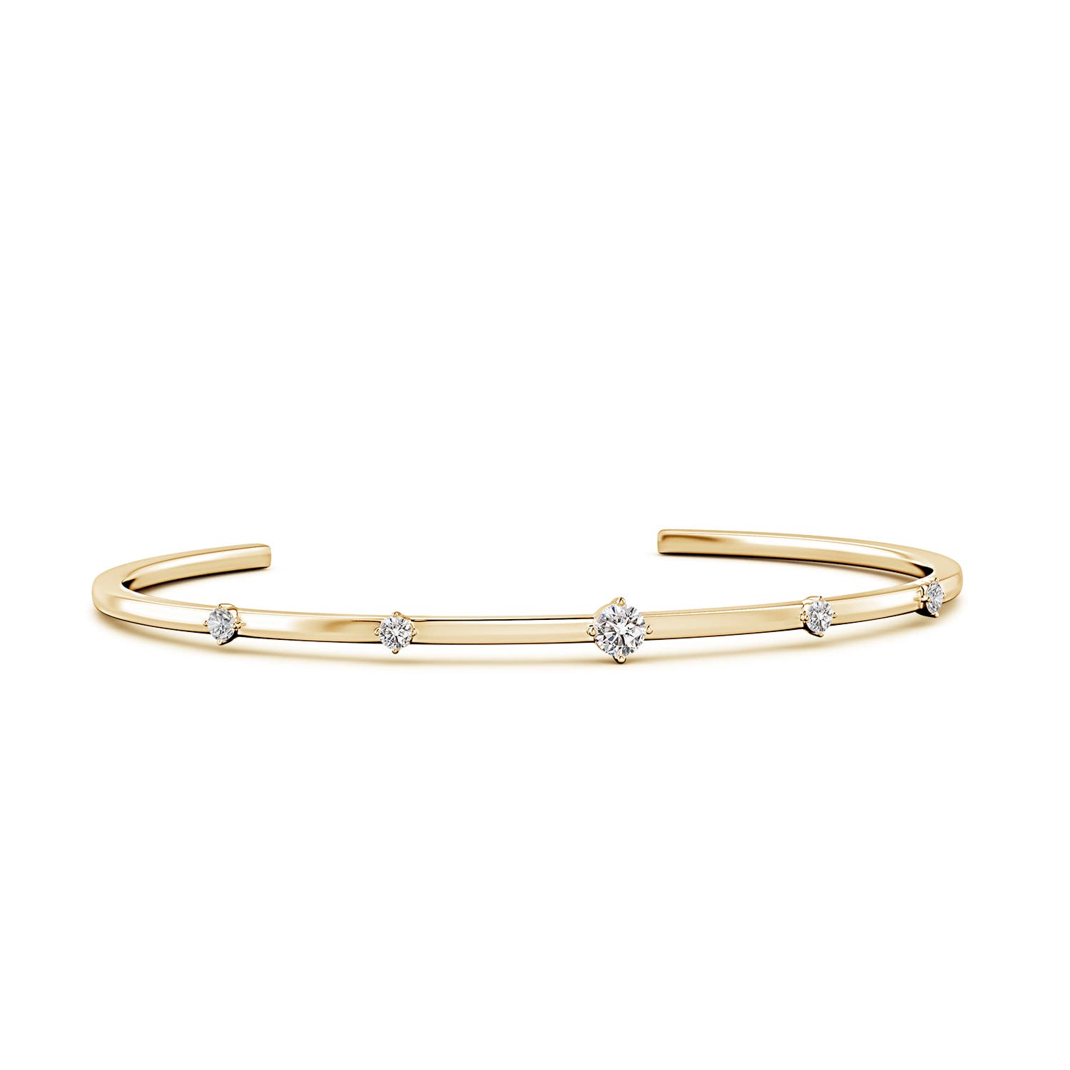 Angara 0.51 CTW Five-Stone Round Diamond Station Cuff Bracelet in 14K Yellow Gold