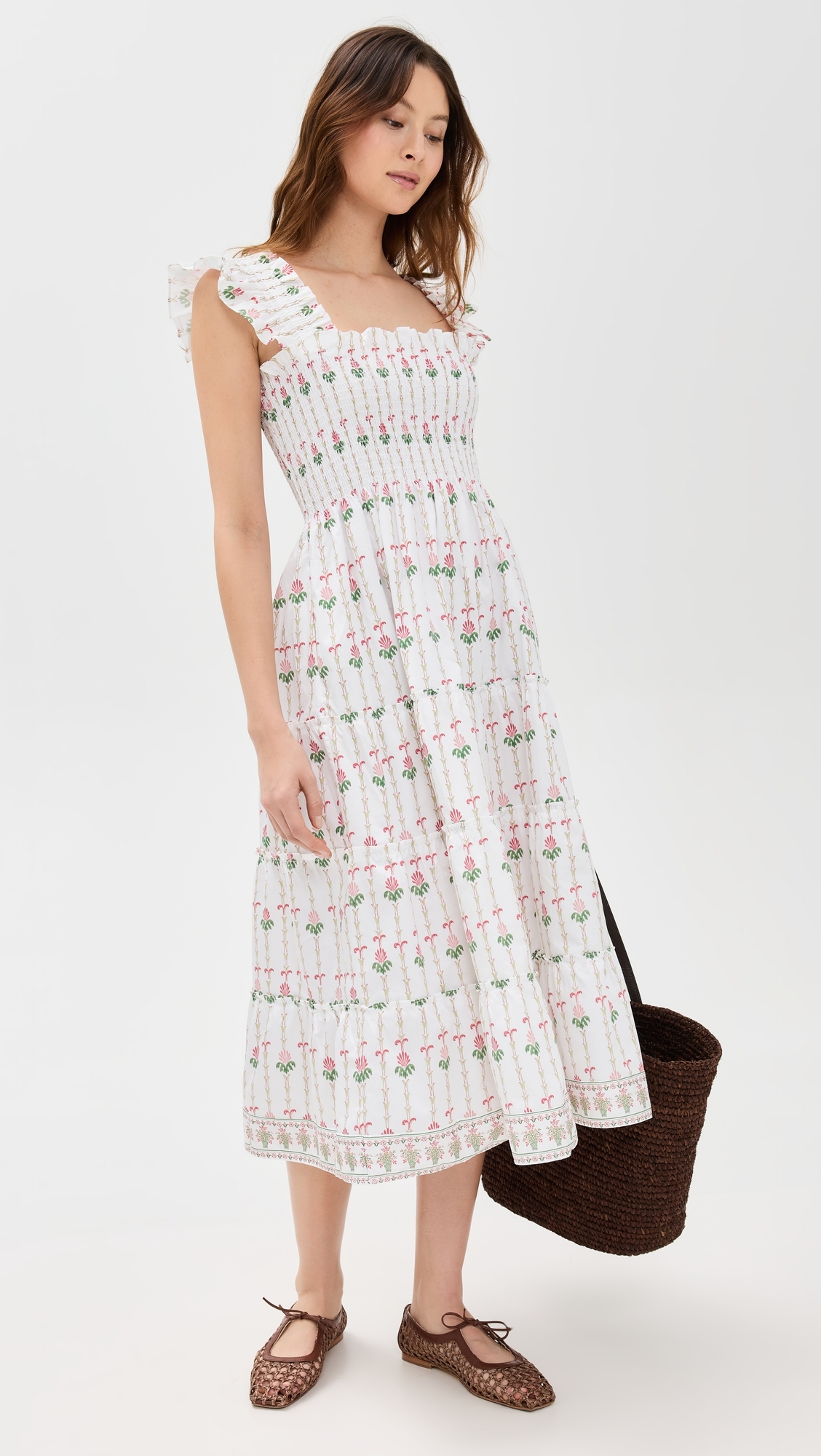Hill House Home The Ellie Nap Dress Trailing Fern/White Multi