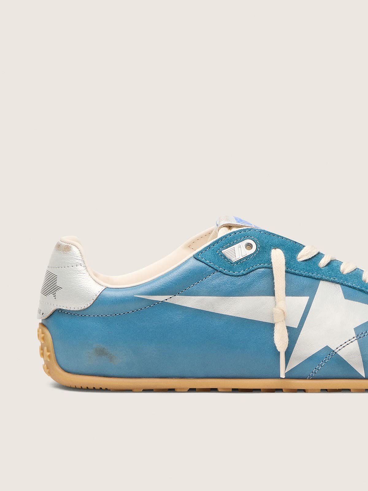 Golden Goose - Men's Marathon Speed In Blue Nappa With Printed Star And Silver Leather Heel Tab, Man