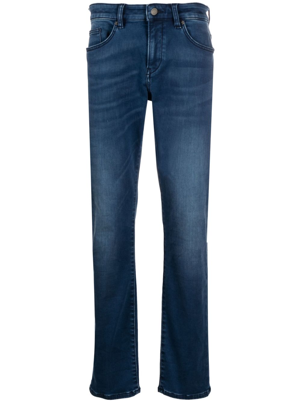 BOSS logo-patch slim-cut jeans - Blue