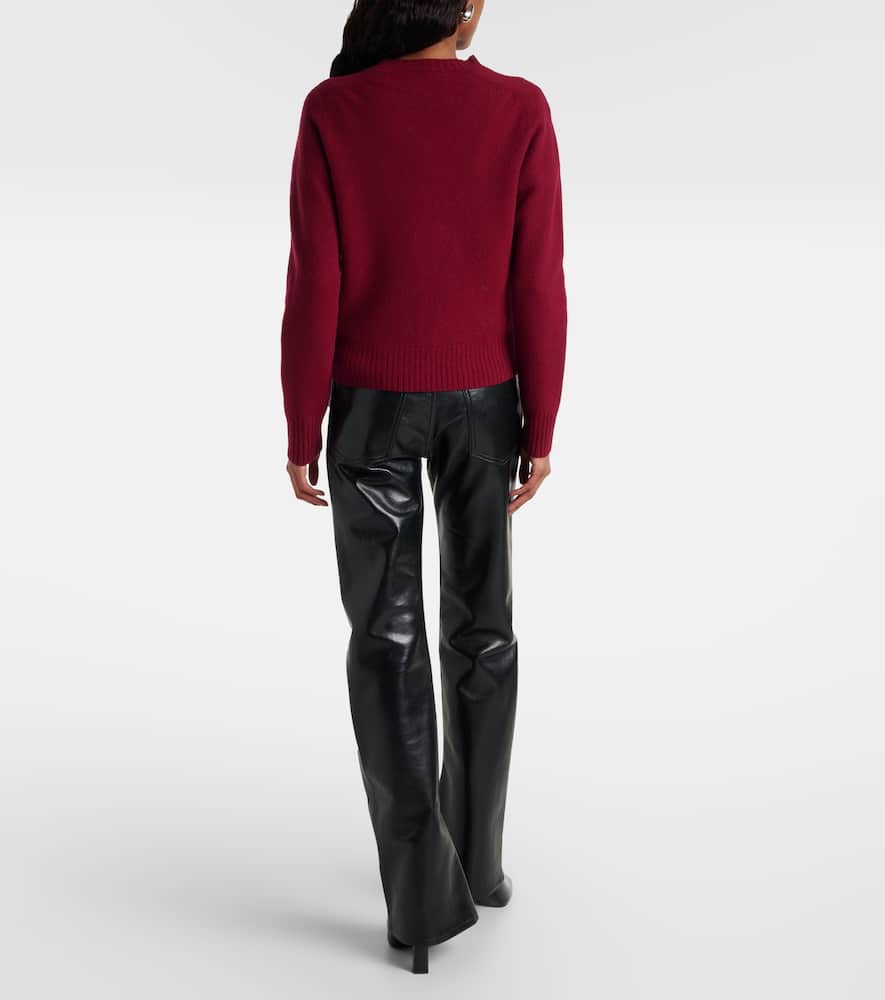 Mid-rise leather-blend bootcut pants