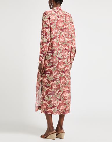 Woman Midi dress Brick Size L Cotton, Linen