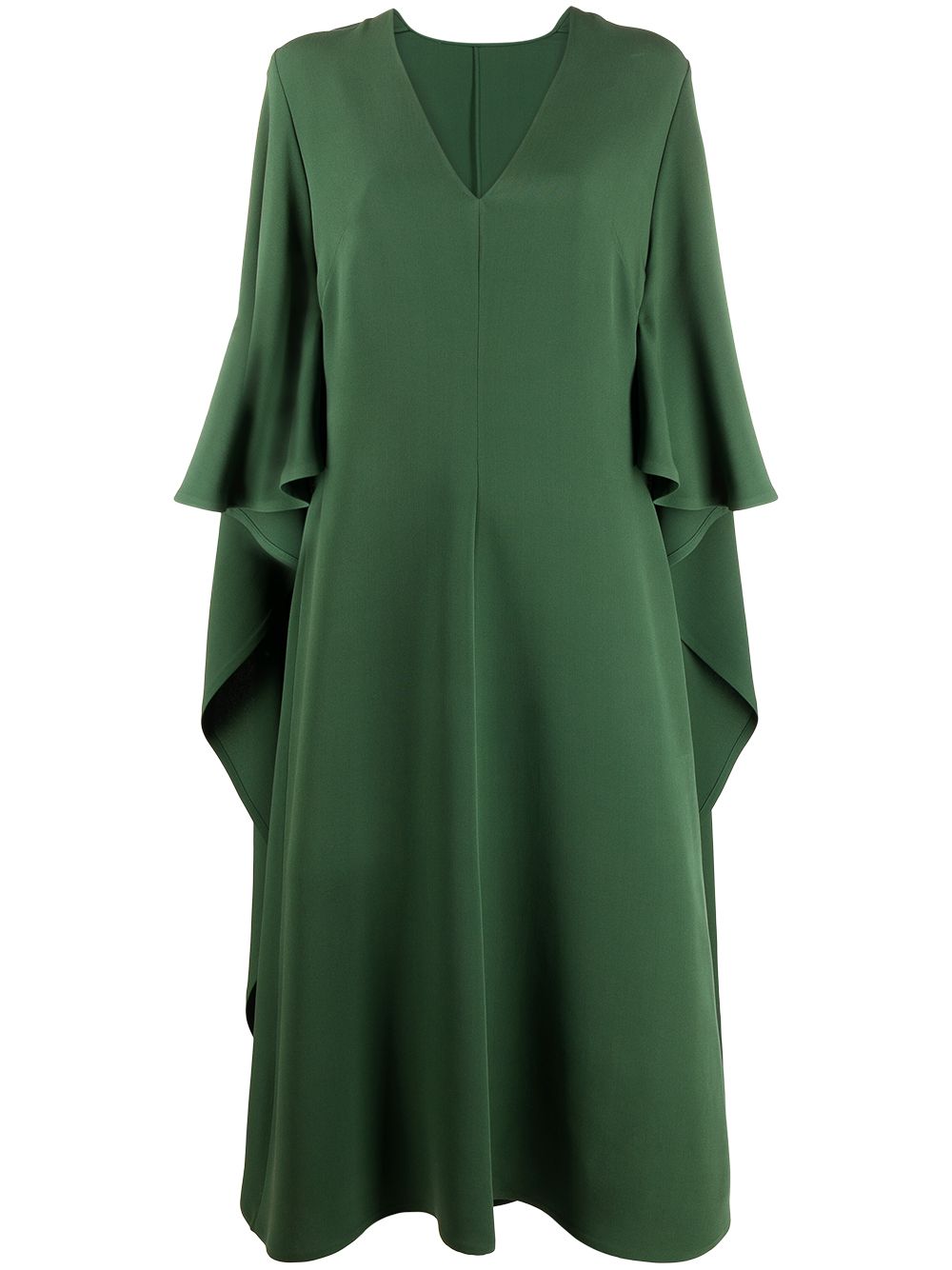 V-neck cape-style draped dress - Green