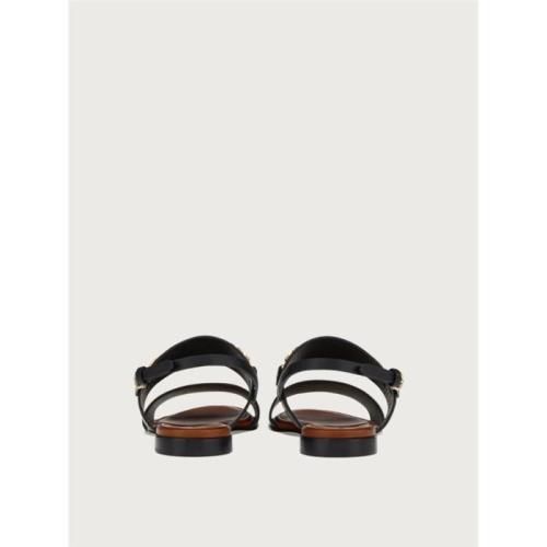 Gancini-plaque leather sandals - Black