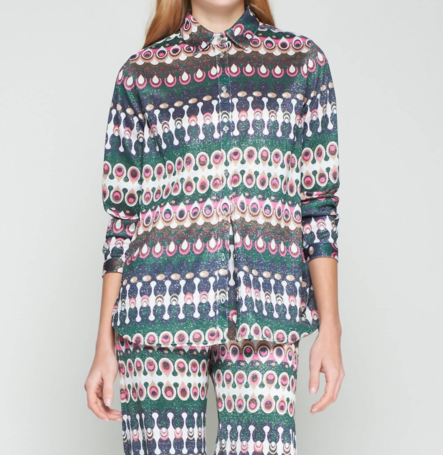 Anastasia Geometric Lurex Shirt In Multicolour