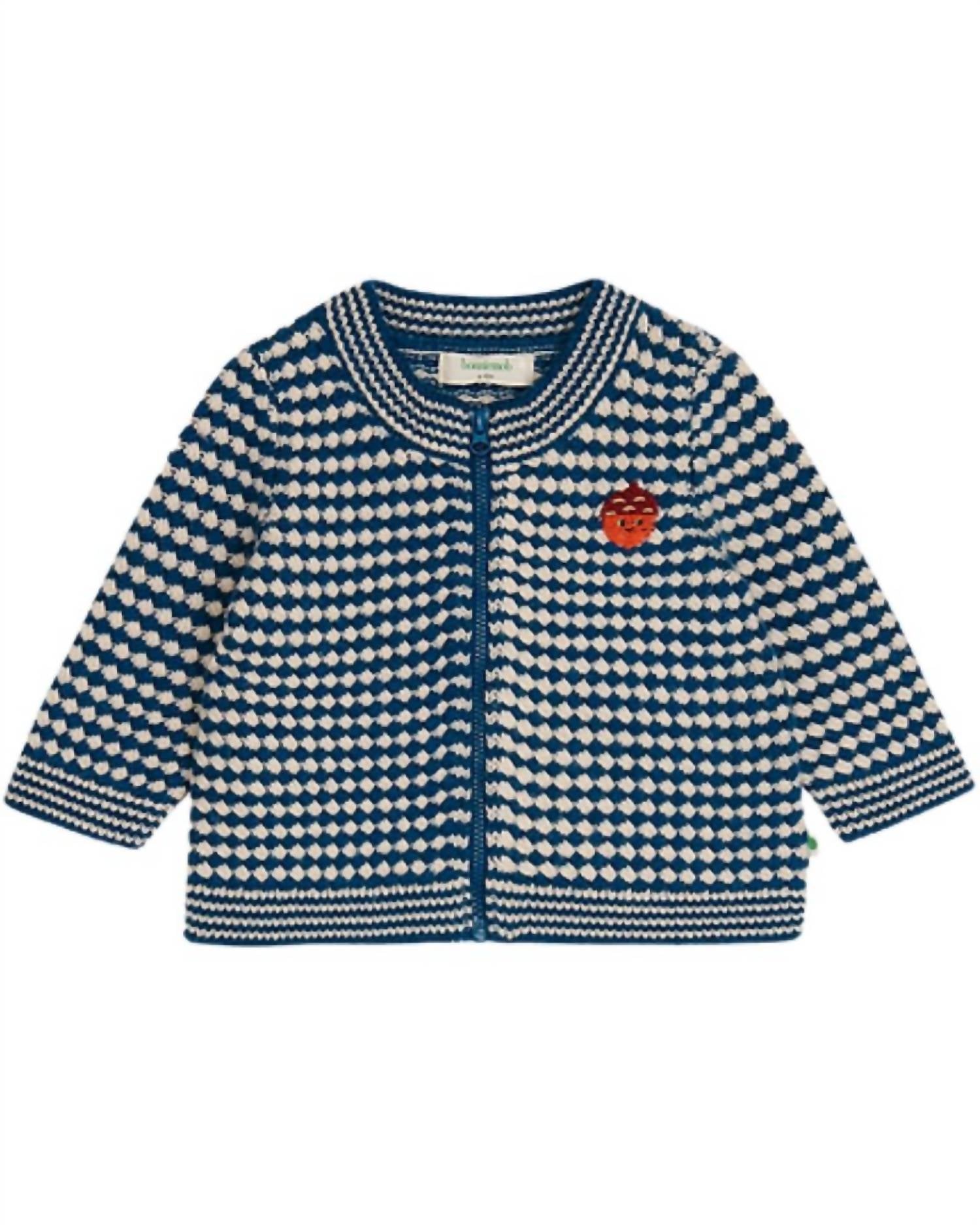 Girls Homey Chunky Checker Cardigan In Navy Mix