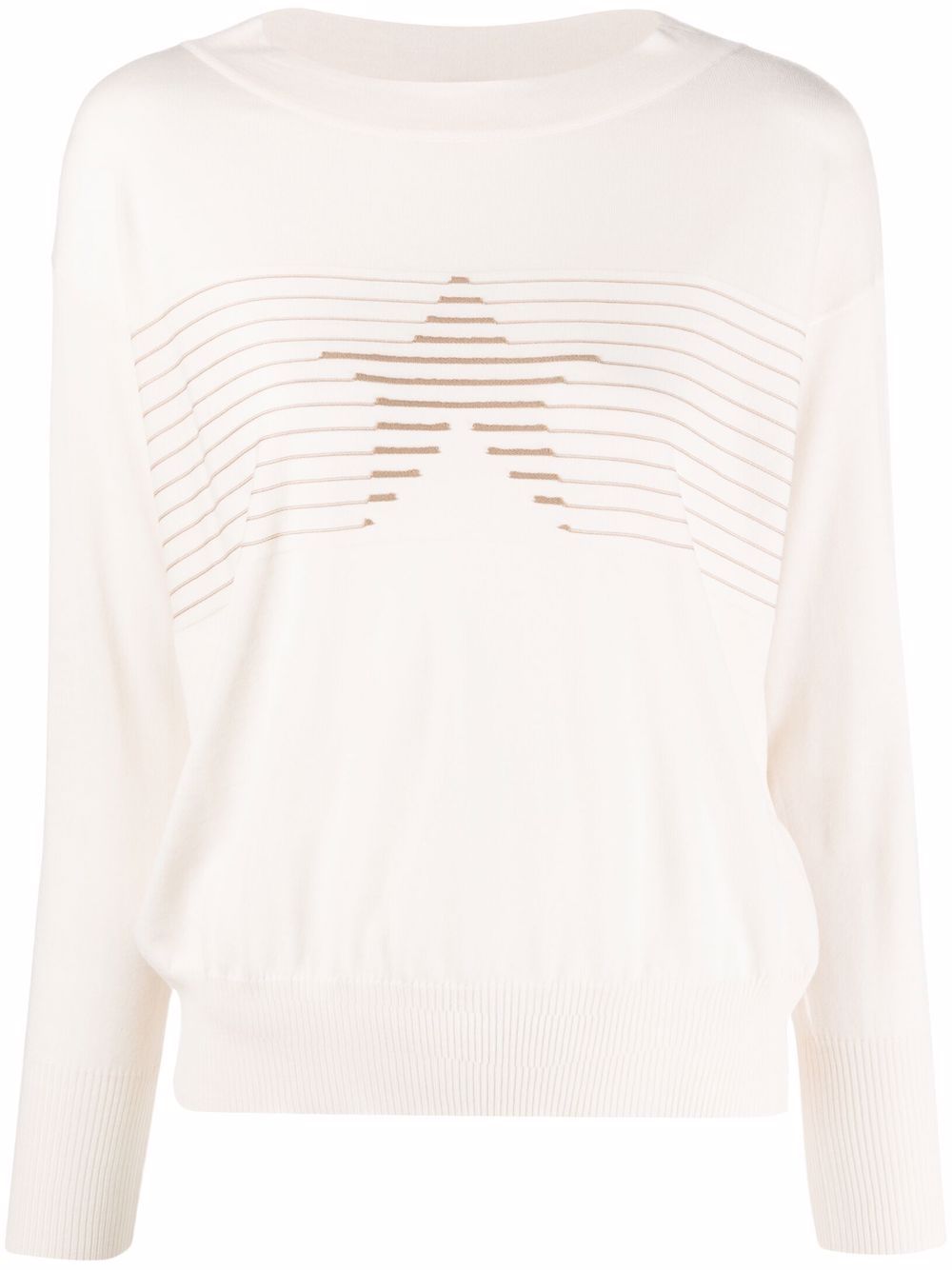 Striped star knit top - White