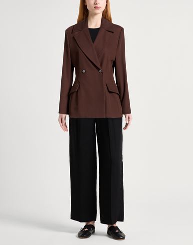 Woman Blazer Chocolate brown Size 10 Polyester, Viscose, Elastane