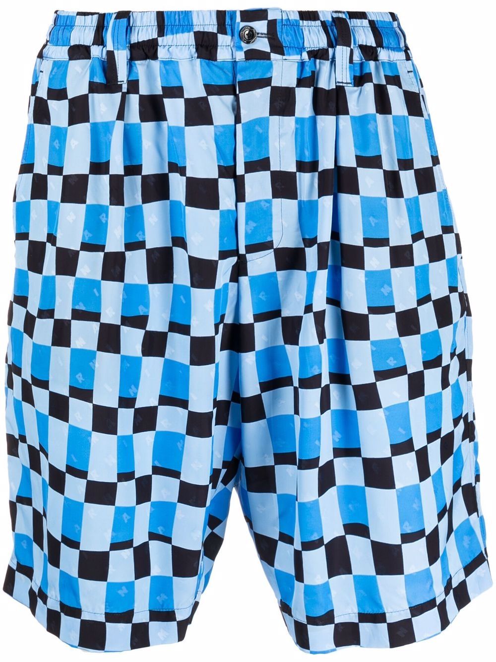 Checked knee-length shorts - Blue