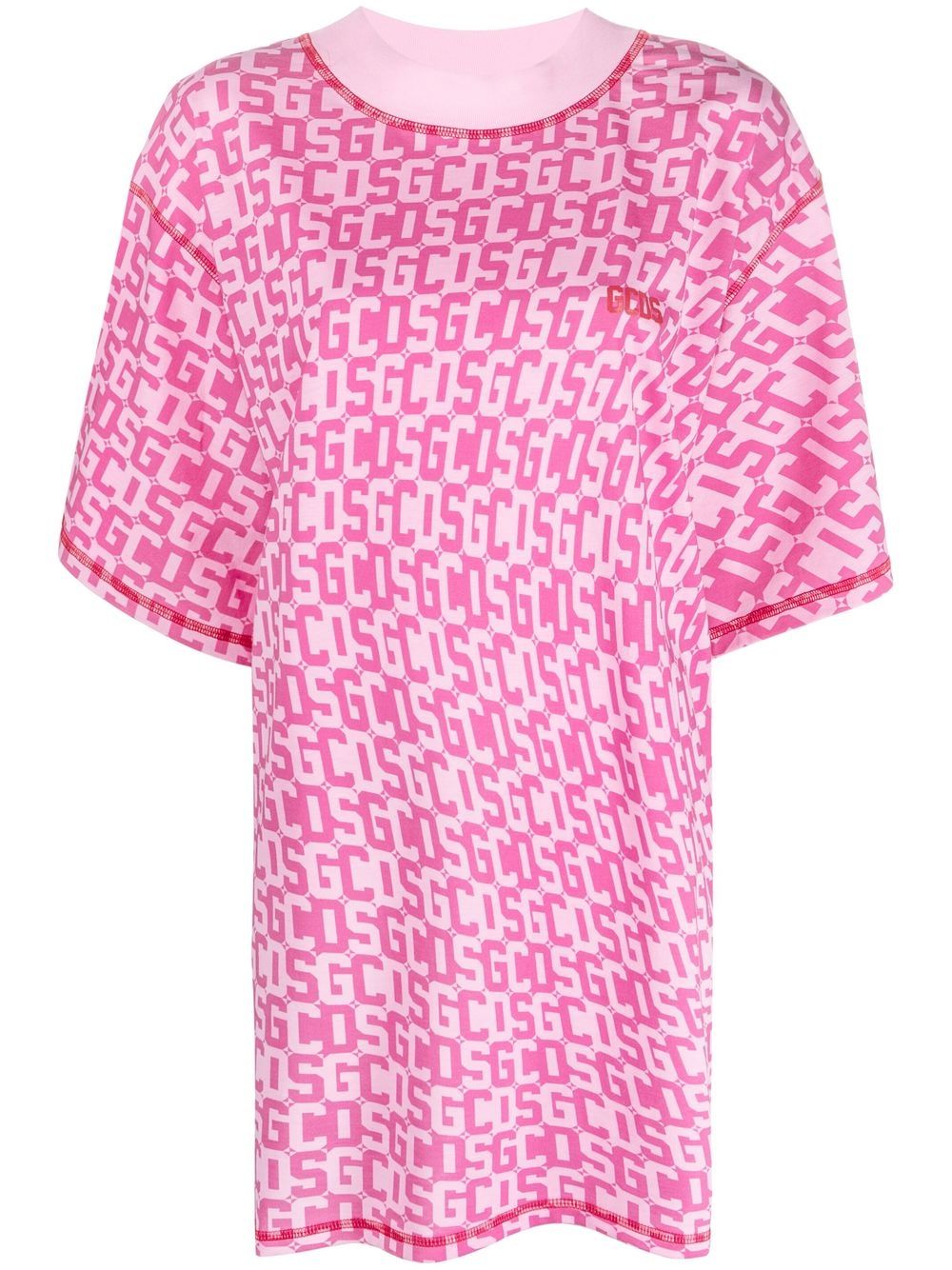 Monogram-print T-shirt dress - Pink