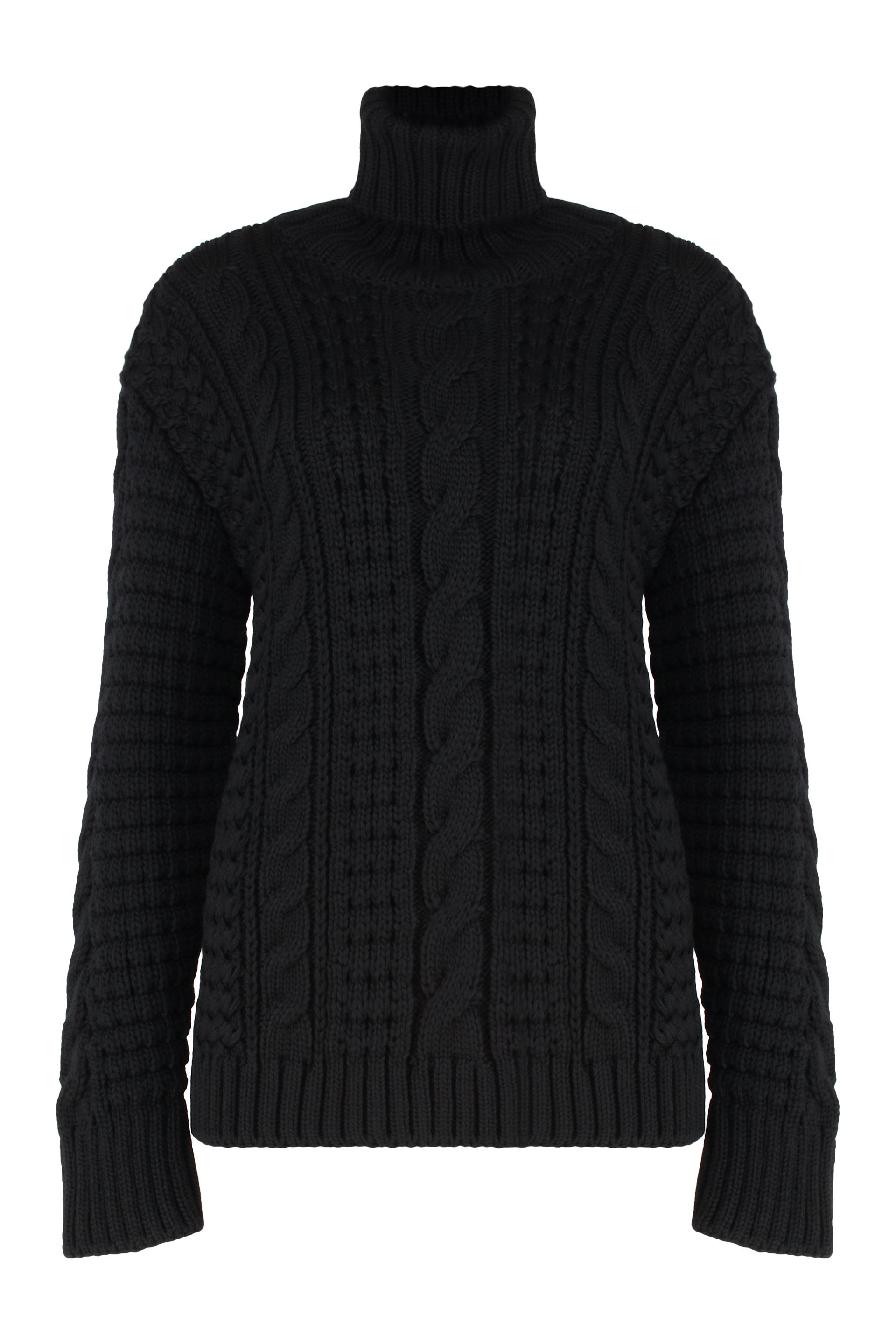 Cable-Knit Virgin-Wool Turtleneck Sweater
