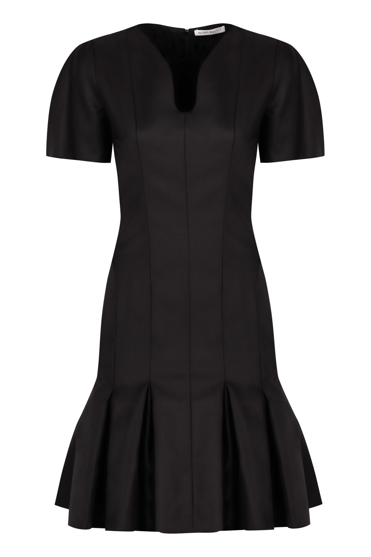 Peplum-hem wool dress - Black