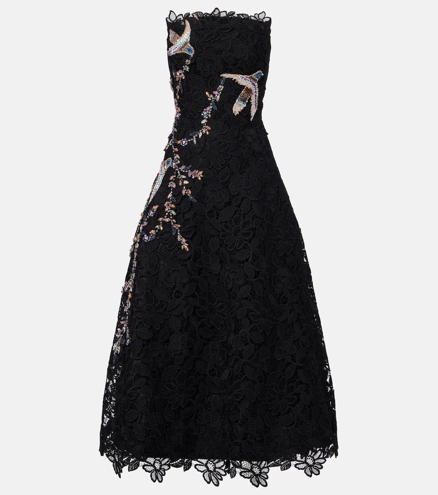 Embroidered lace midi dress