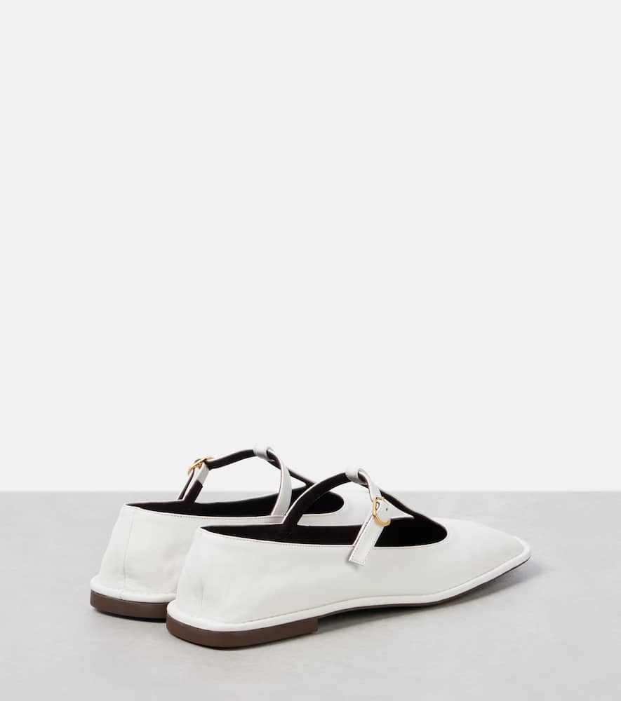 The Row Square T-Strap leather ballet flats