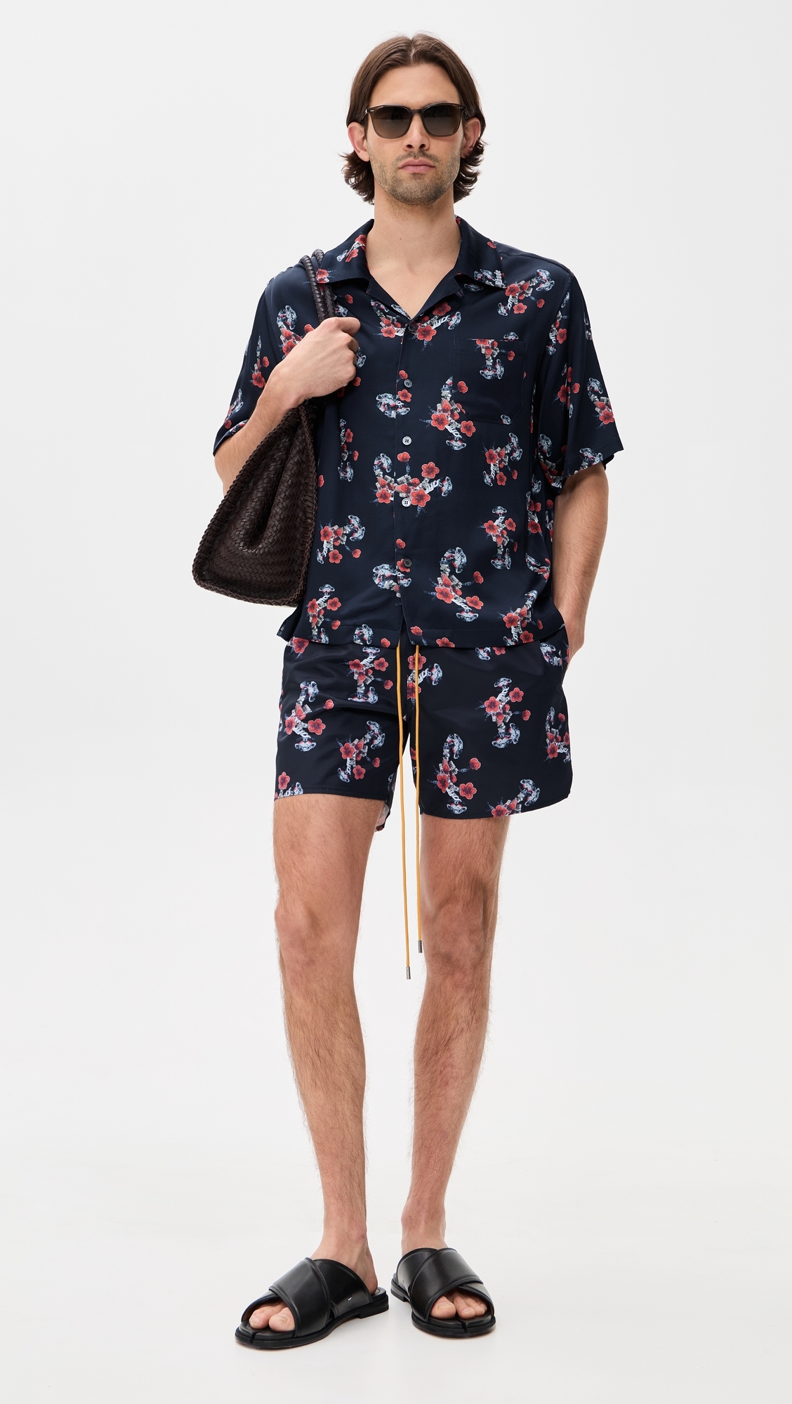 Turbo Floral Button Down Shirt Black/Red/Multi