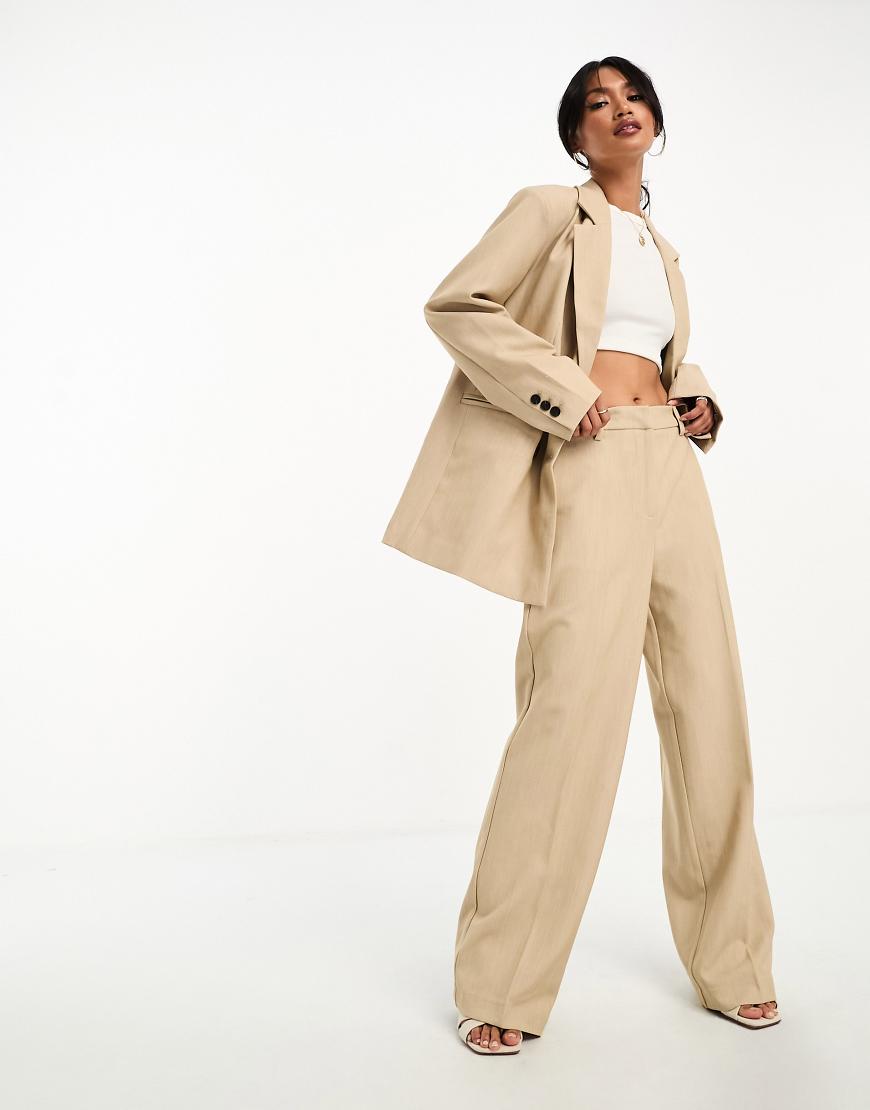YAS tailored wide leg pant in camel - part of a set-Neutral