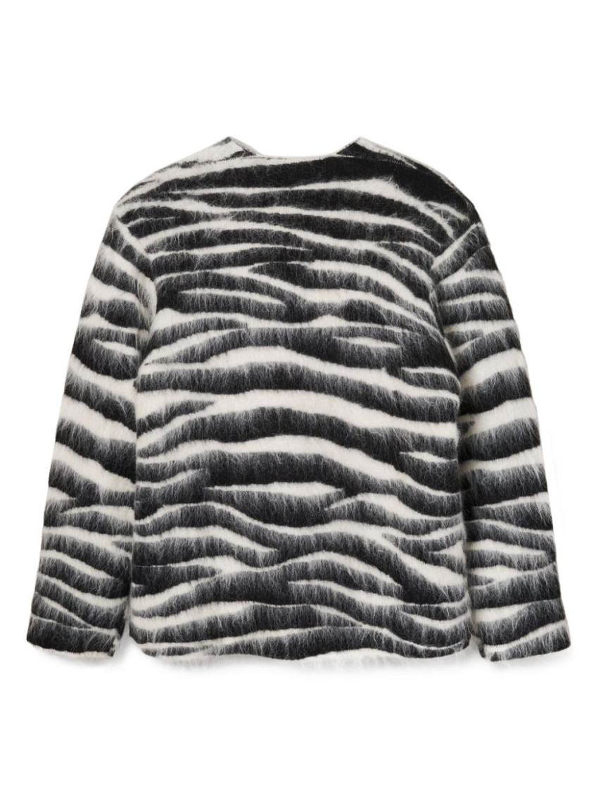 Brushed zebra-intarsia jumper - Black